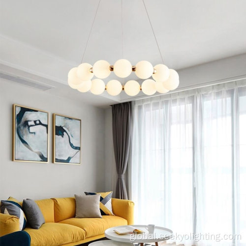 Luxury Modern Chandeliers Pearl necklace opal glass ring Chandelier Manufactory